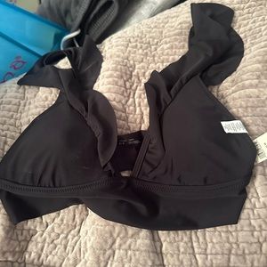 Aerie never worn bathing suit top black ruffle